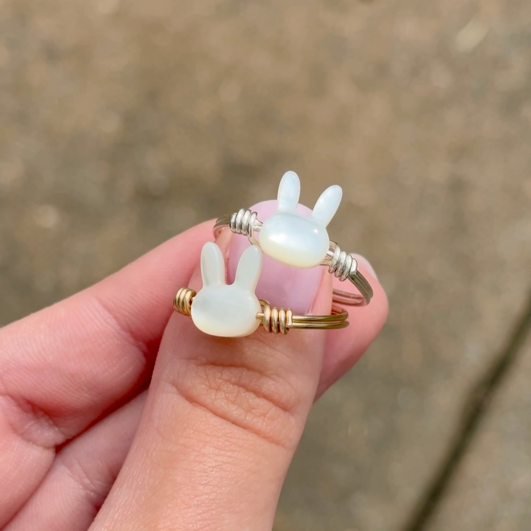 White Bunny Ring in Mother of Pearl | Isabella Jolie Jewelry