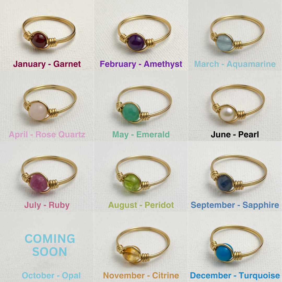 March and december birthstone ring top