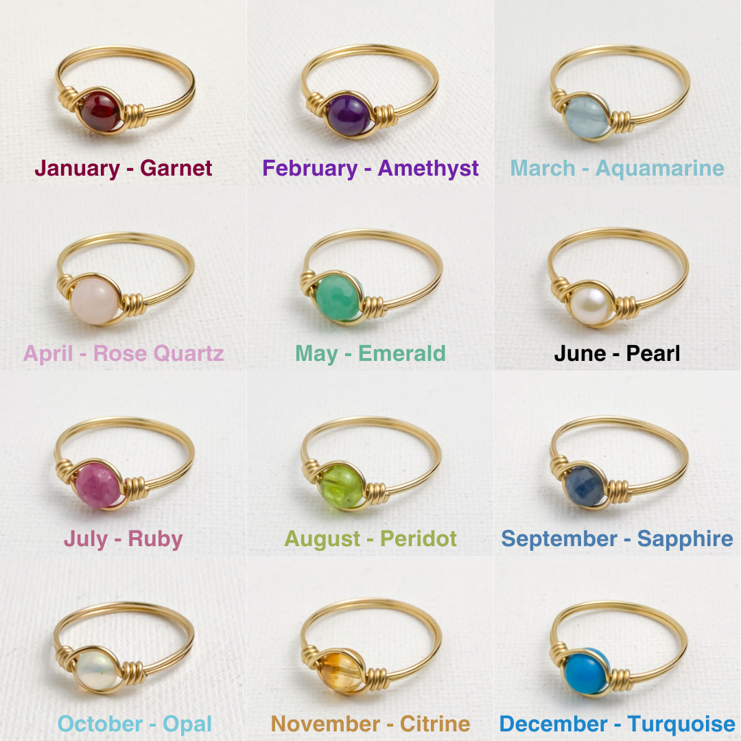 Birthstone Ring Gemstone Ring in Sterling Silver or 14k Gold Filled Isabella Jolie Jewelry